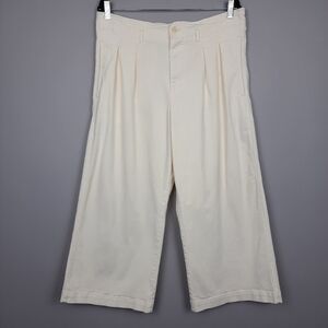 Anthropologie Maeve Off-White High Rise Wide Leg Crop Pants size 12